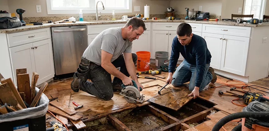 Kitchen Floor Water Damage Repair in Victorville